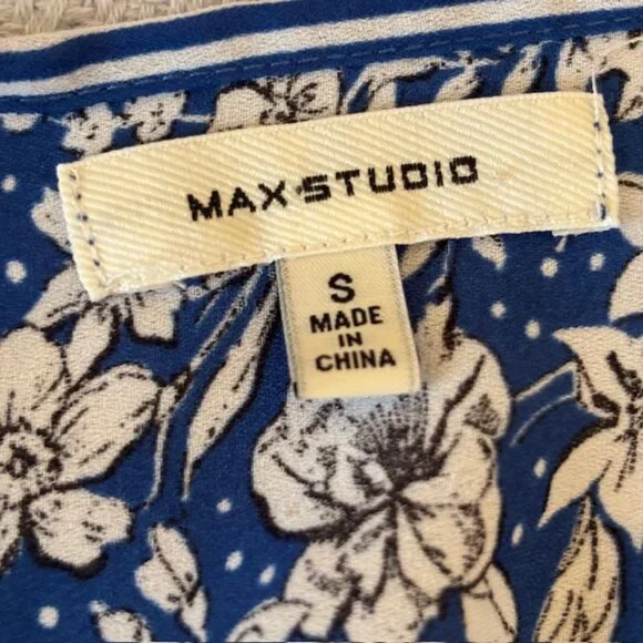 Max Studio Royal Blue Floral Smocked Tiered Mini Dress w/Flutter Sleeves Size S - Picture 8 of 10